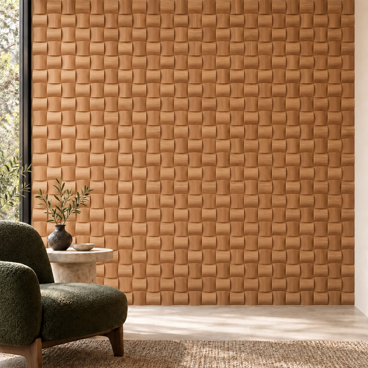 Mosaic Acoustic Wall Panel - Walnut 80910-9 project 1