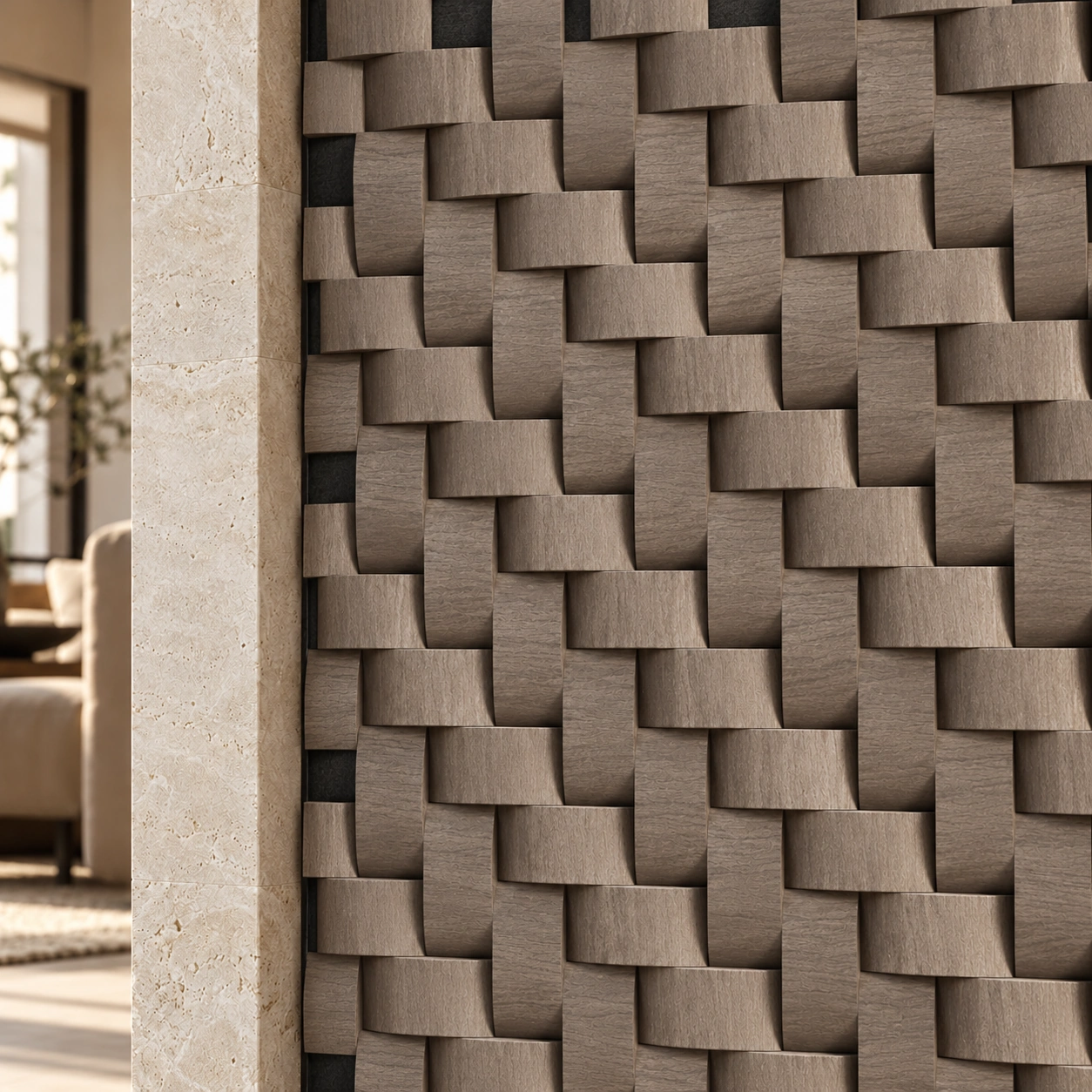 Square Acoustic Wall Panel - Walnut PM1-34 project 1
