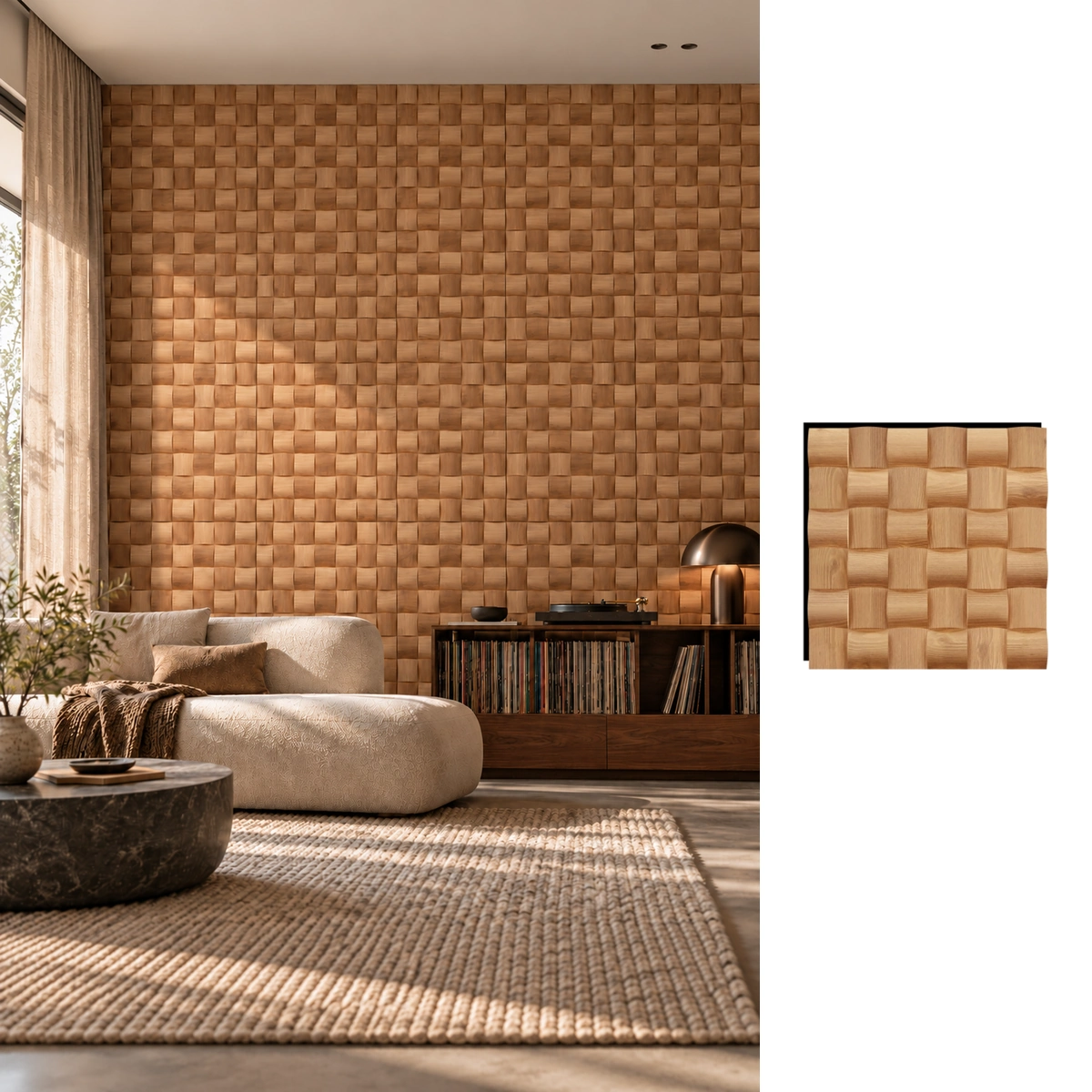 Mosaic Acoustic Wall Panel - Walnut 80910-9