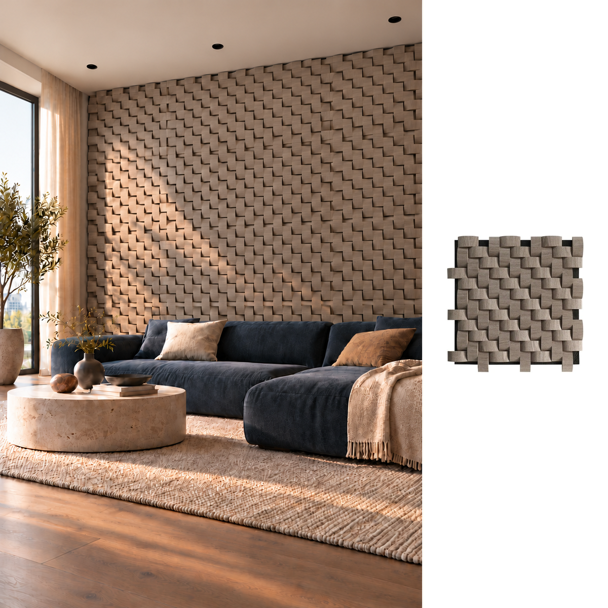 Square Acoustic Wall Panel - Walnut PM1-34