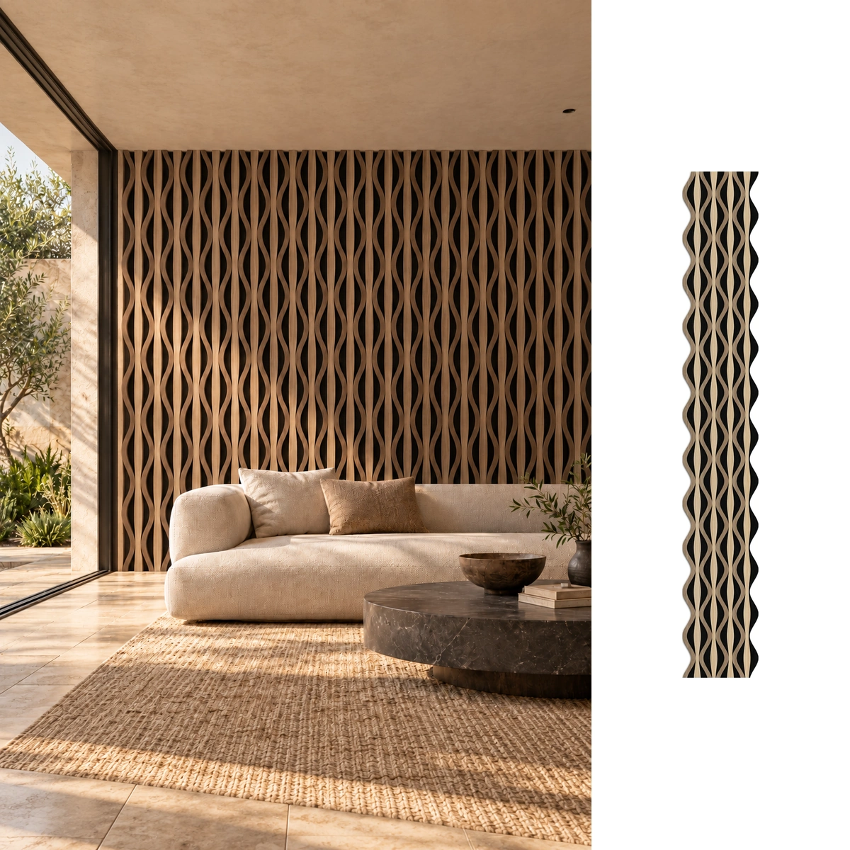 Wide Veneer Acoustic Wall Panel - Walnut & Oak Veneer